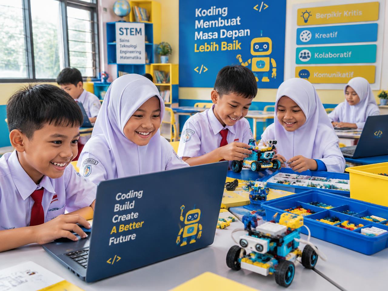 Siswa AB-LABS belajar coding dan merakit robot